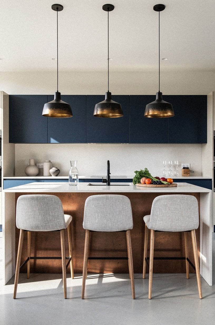 Hang blackened wood pendants in a row
