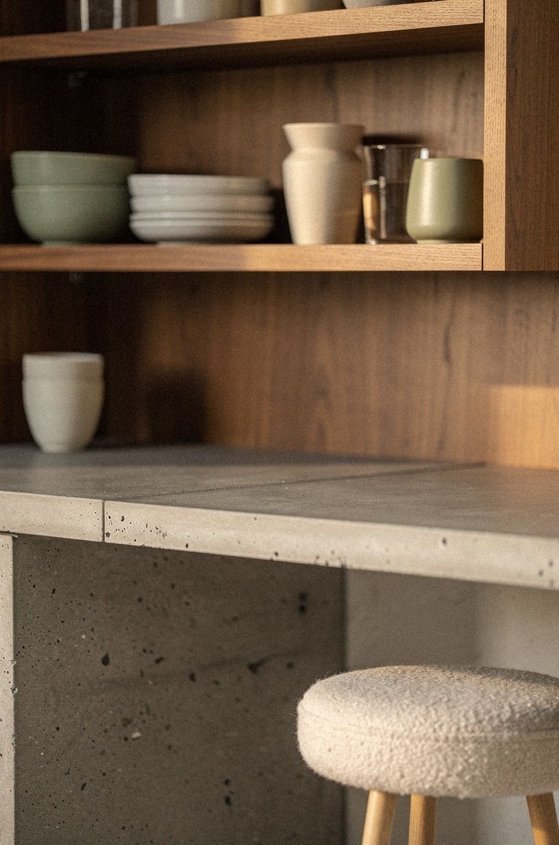 Add open shelves in smoked oak
