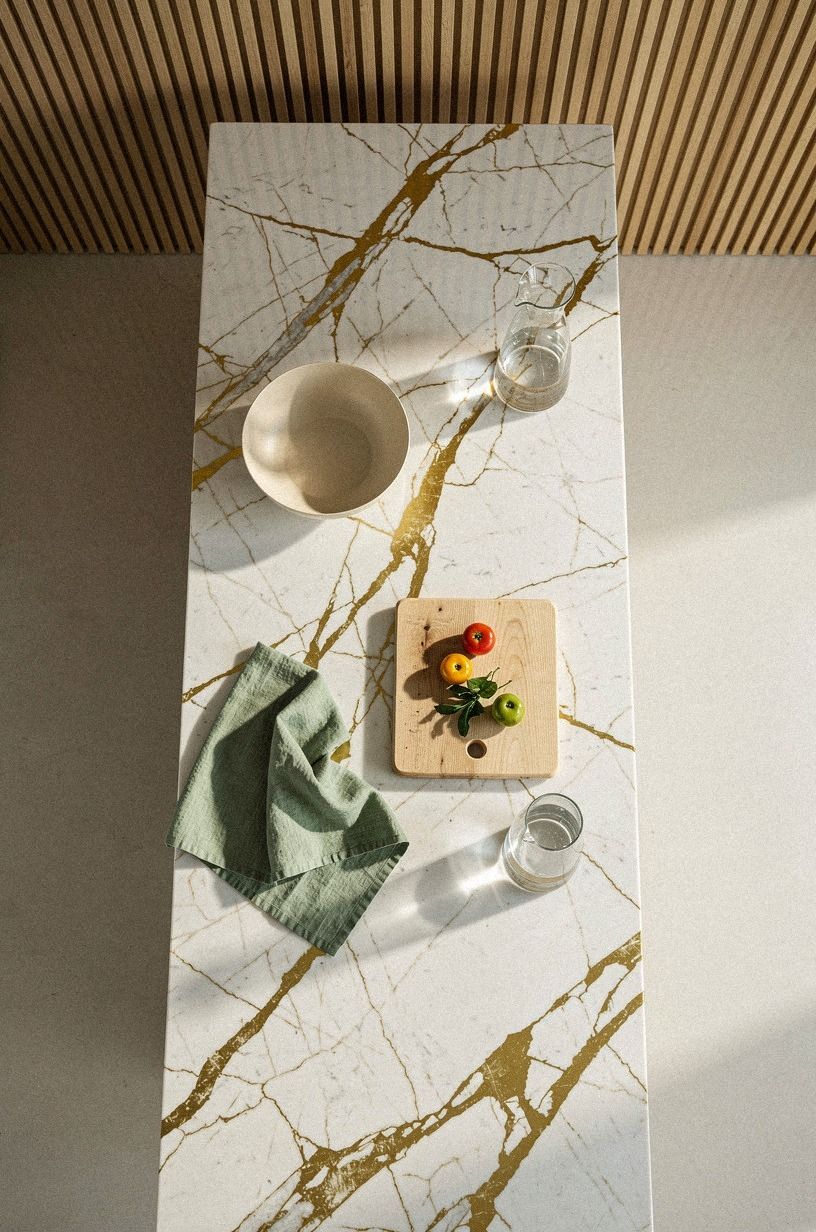 Warm the ceiling with narrow wood slats