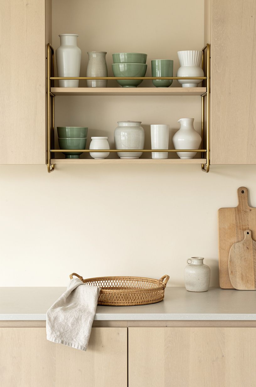 Open rails instead of more upper cabinets