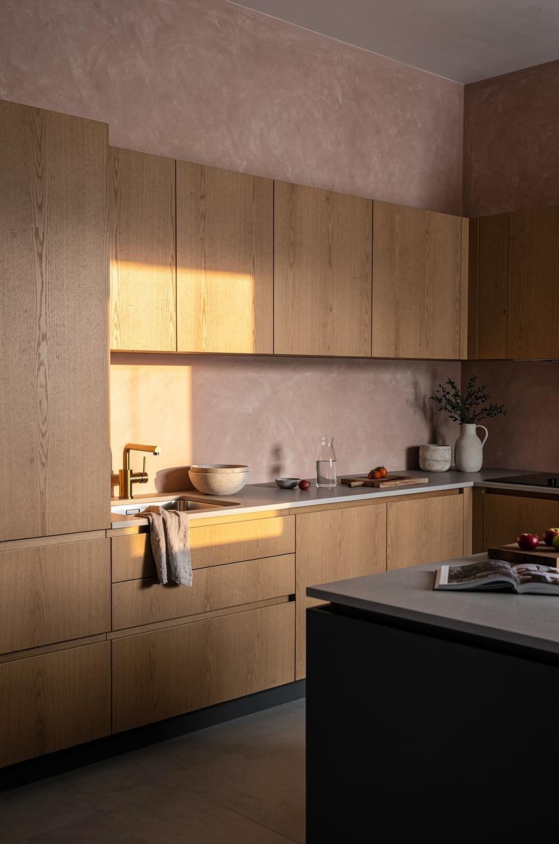 Hide appliances behind seamless wood panels