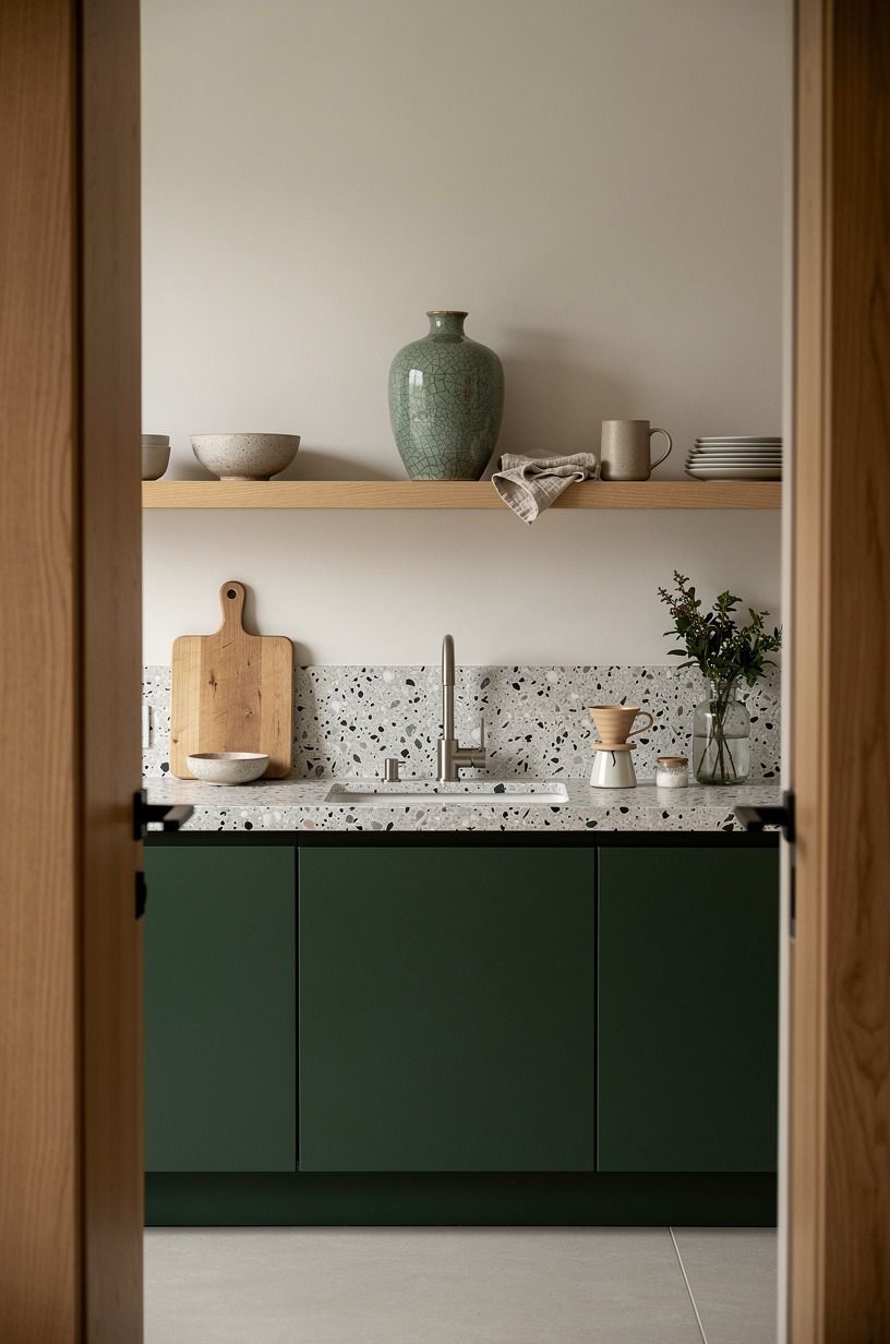 Swap upper cabinets for oak picture ledges