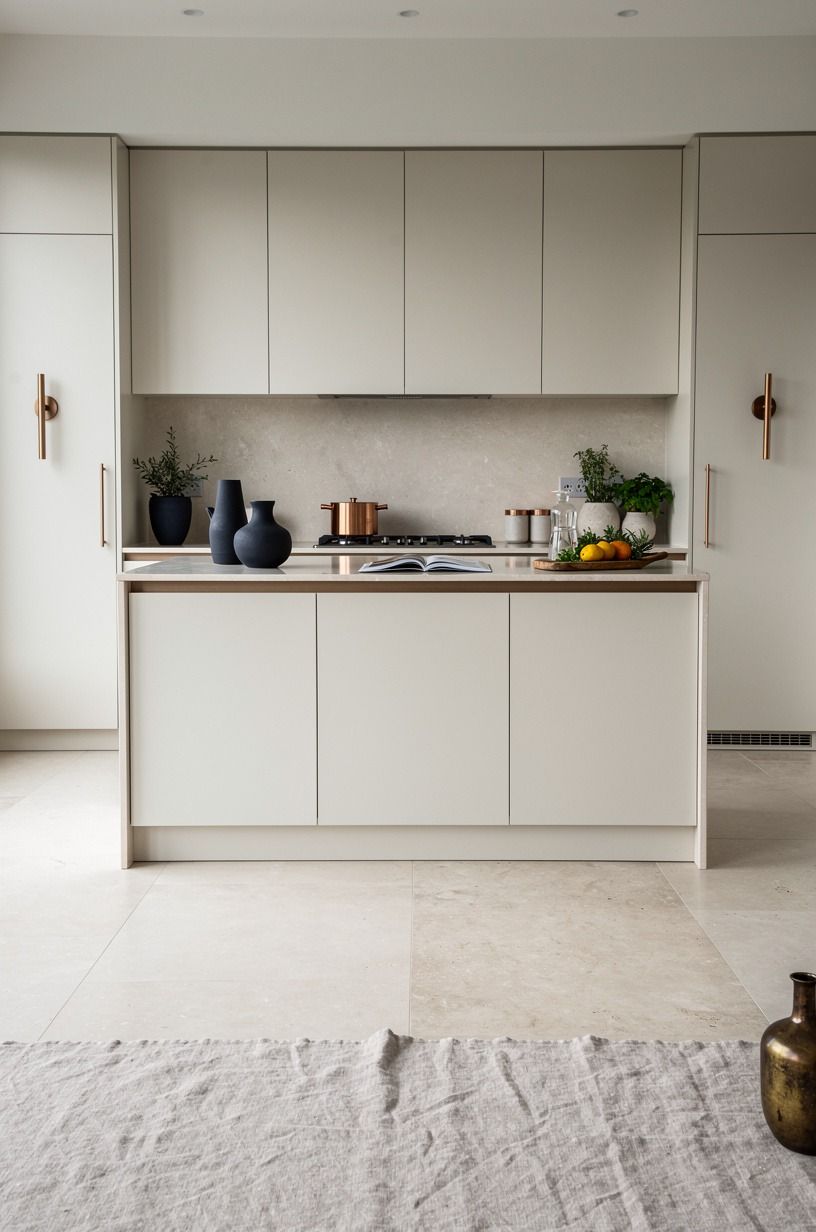 Run matte limestone tile under every zone