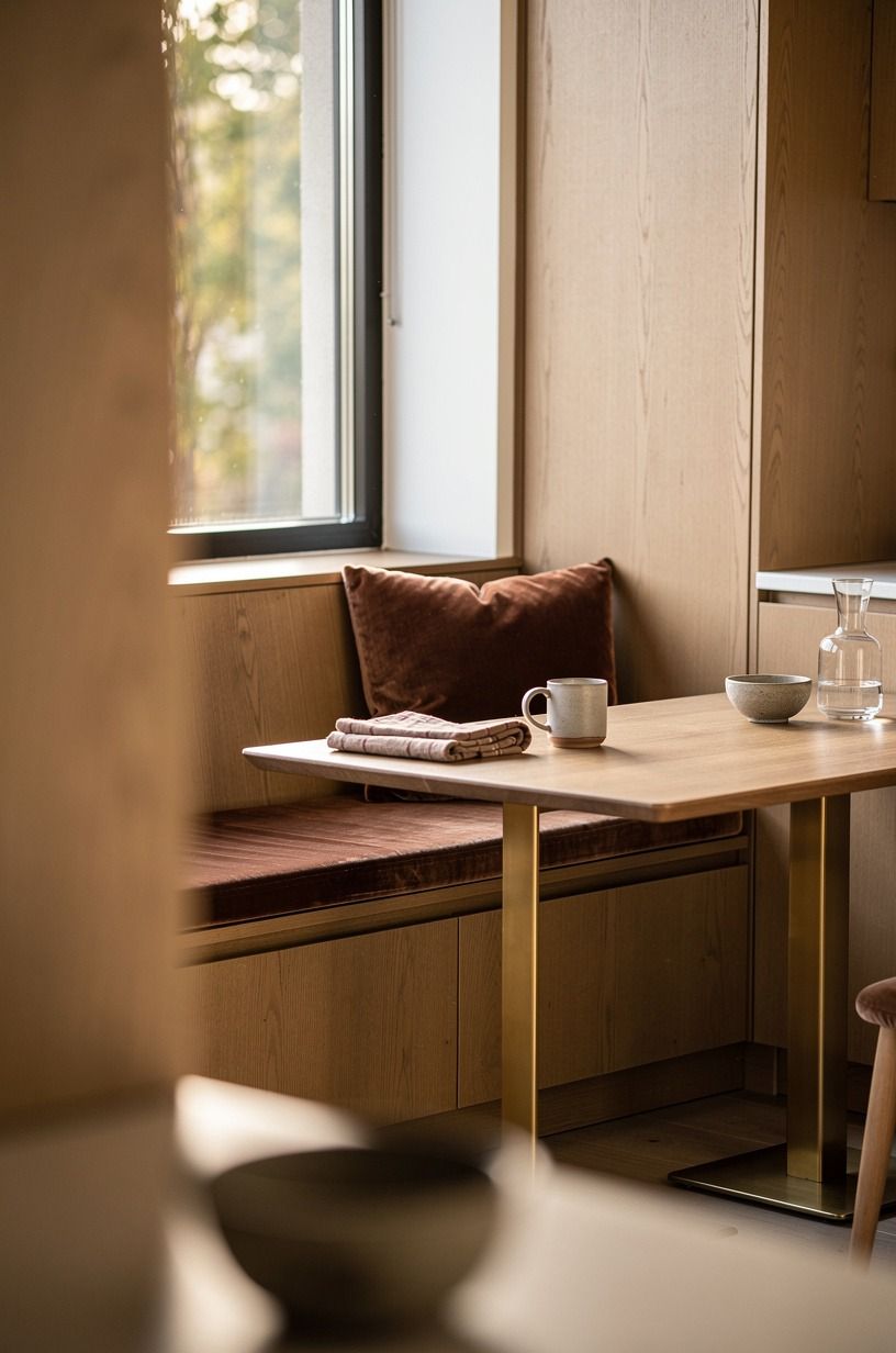 Add a built-in breakfast bench in oak