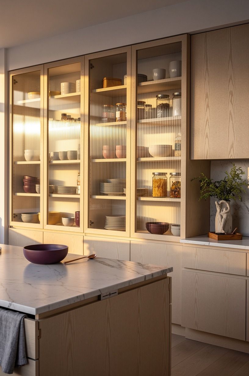 Soften the pantry wall with ribbed glass