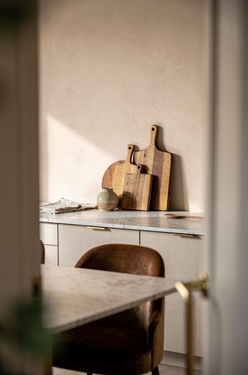 Group cutting boards against the quiet corner