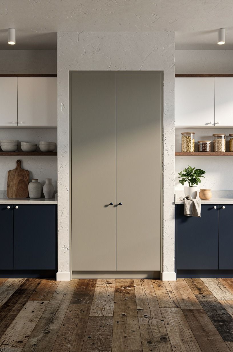 Paint pantry doors a muted putty shade