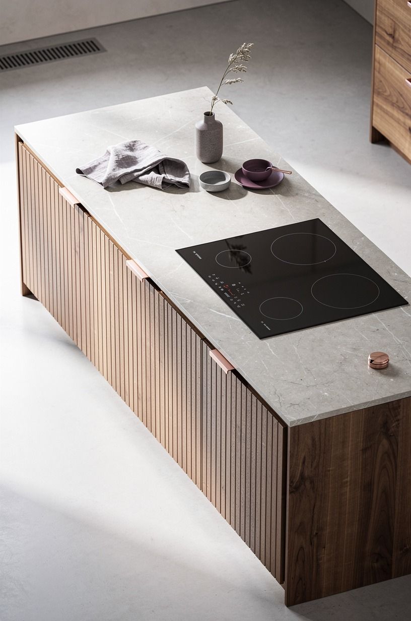 Run vertical tambour panels along the island (The Vertical Grain Move)