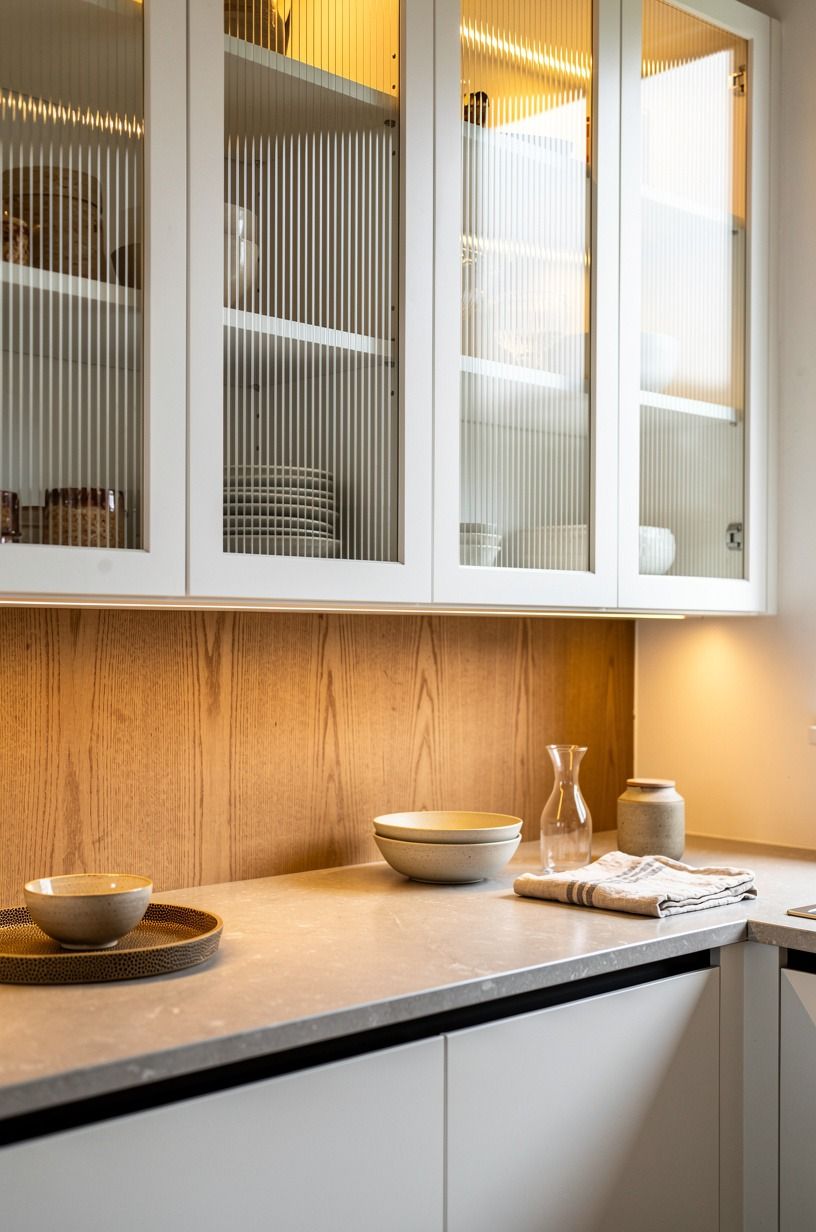 Use ribbed glass to soften closed storage