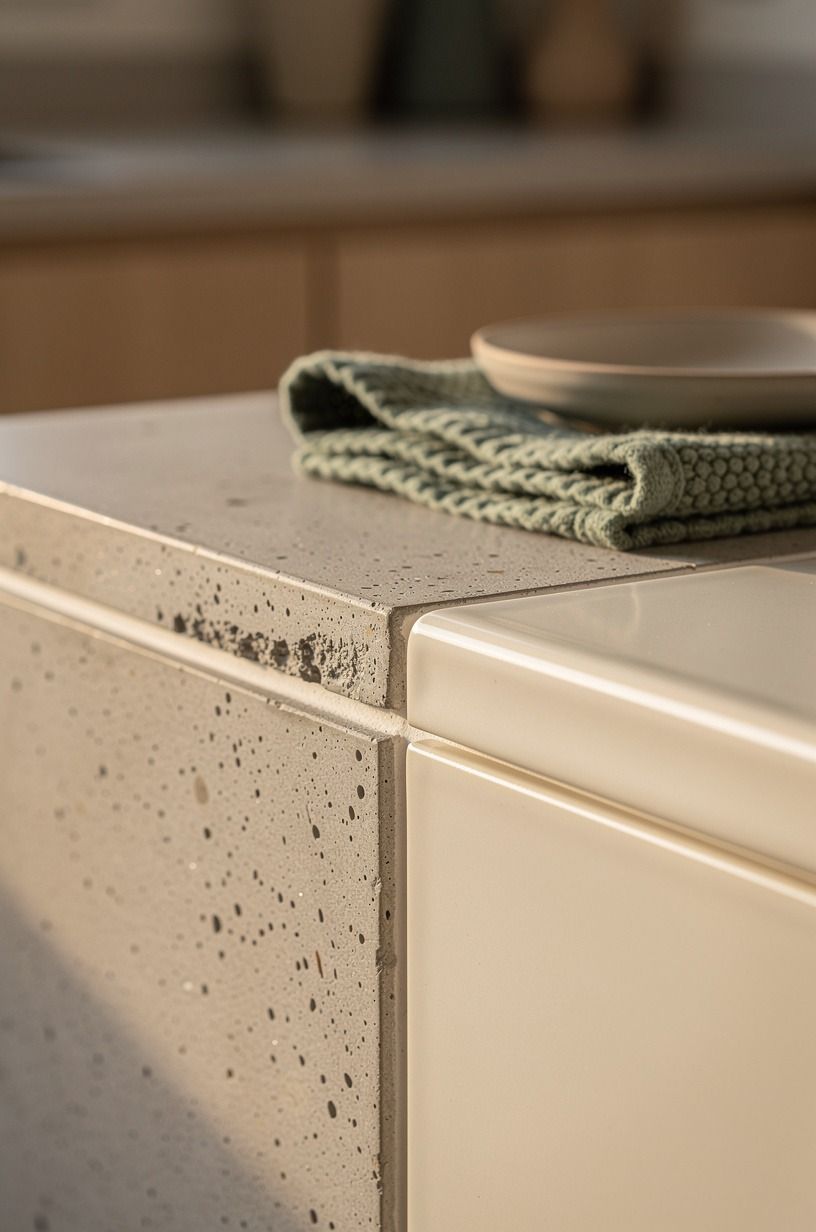 Pair stone counters with handmade cream tile