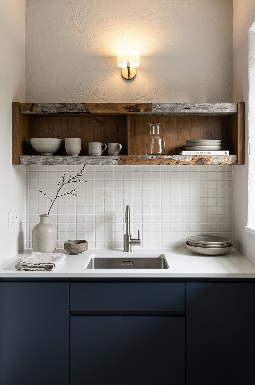 Wrap the backsplash in matte zellige tile