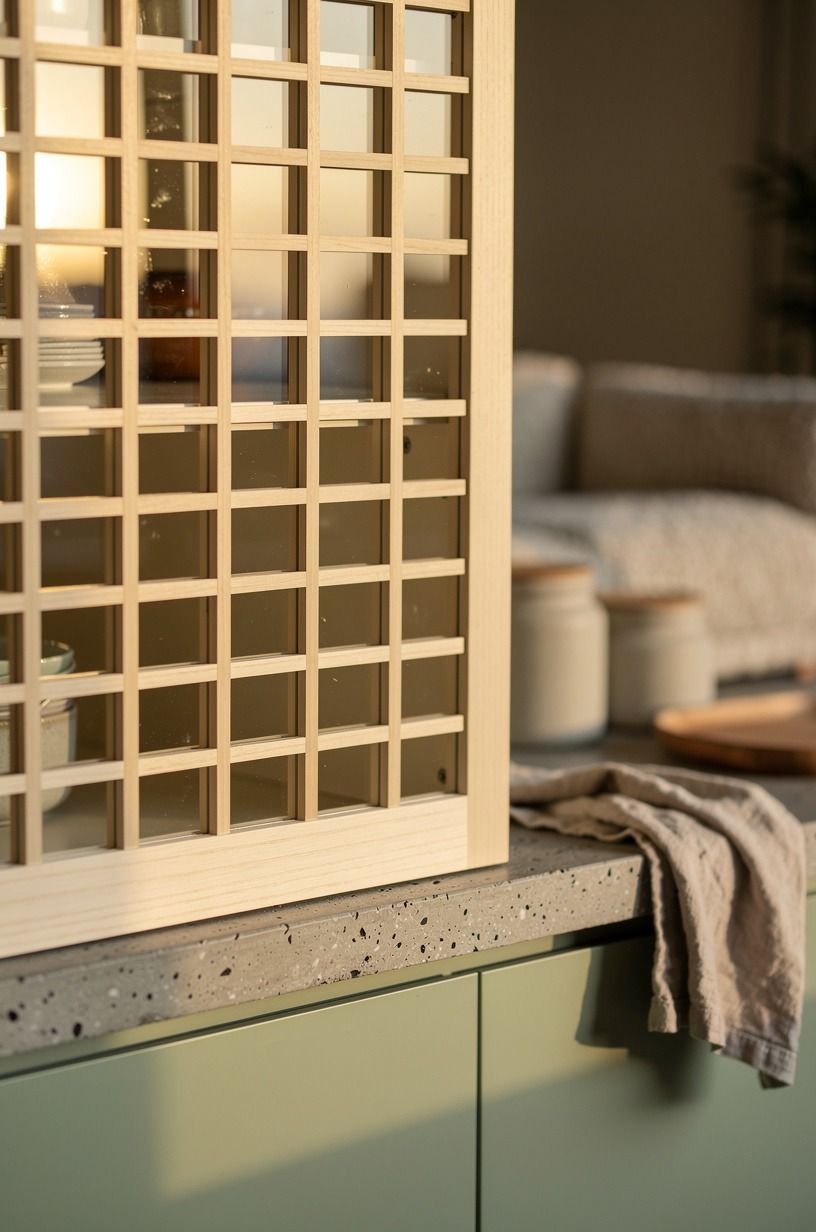 Shoji glass over reeded metal