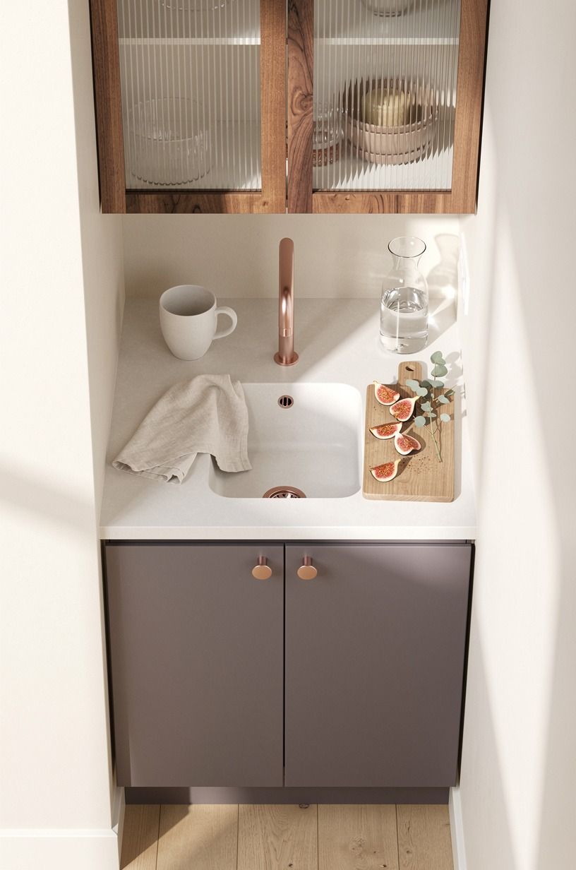 Install ribbed glass doors near the sink