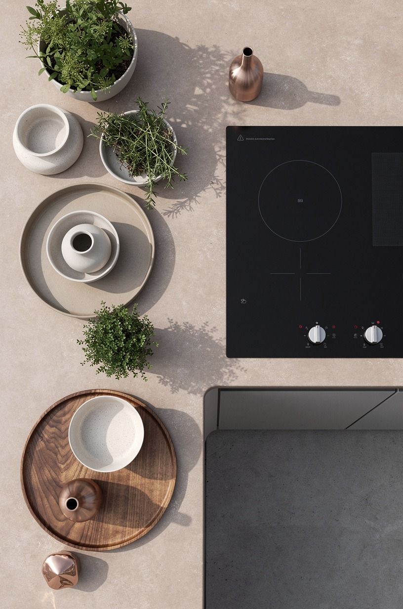 Chose microcement counters in soft mushroom