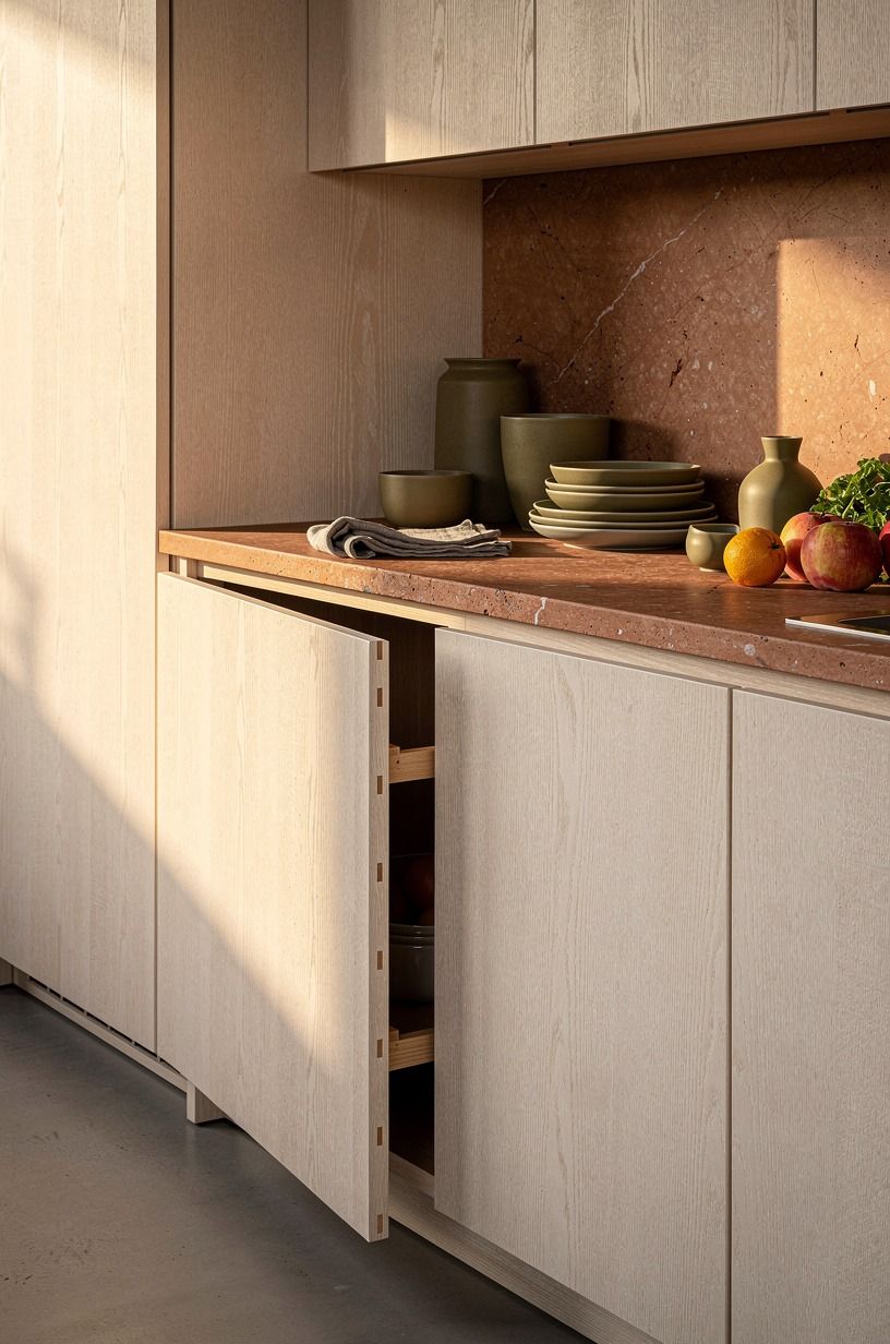 14 Japandi Kitchen Cabinet Ideas for Flat, Handle-Free Calm