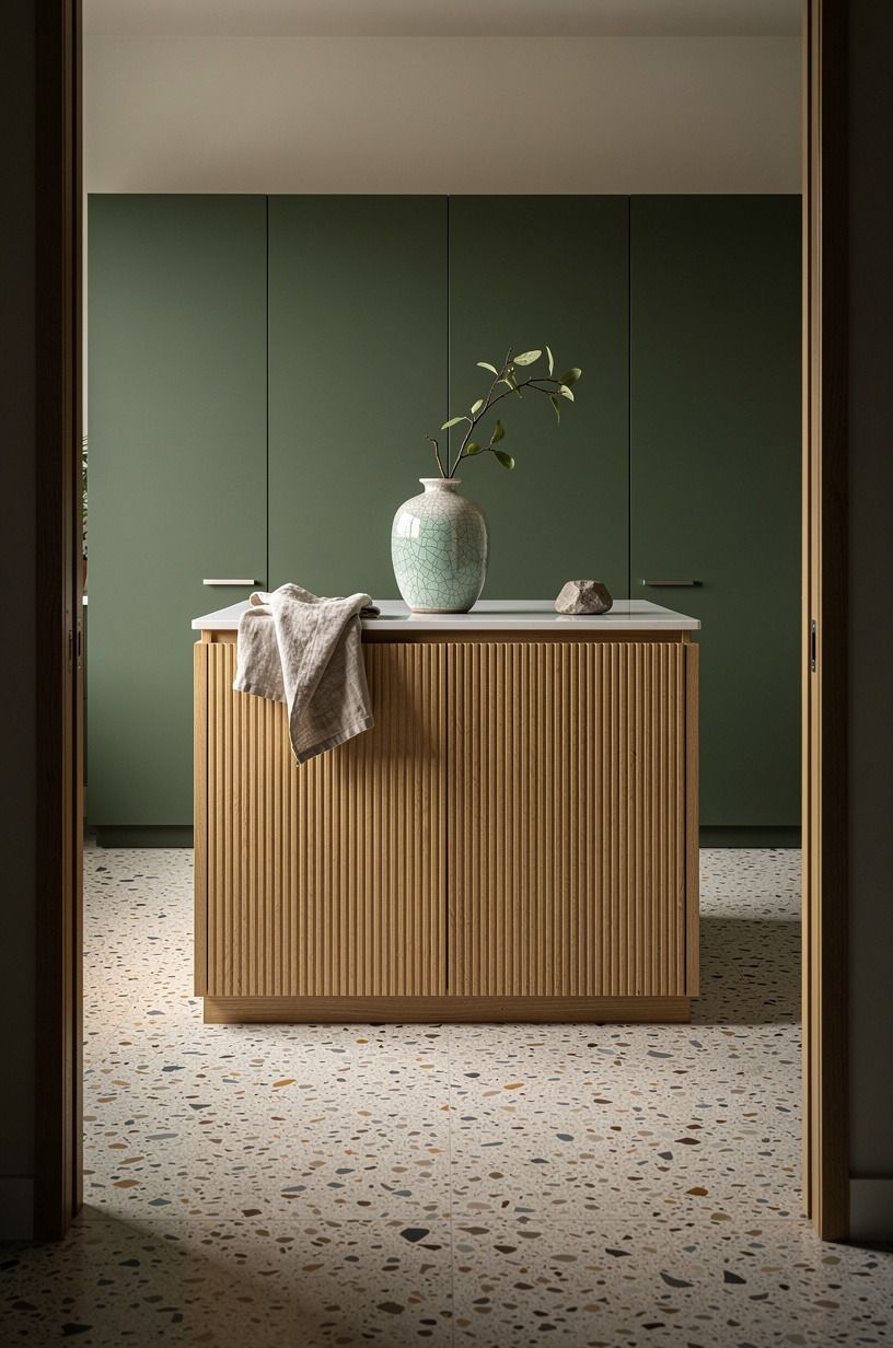 Frame the island with ribbed wood panels