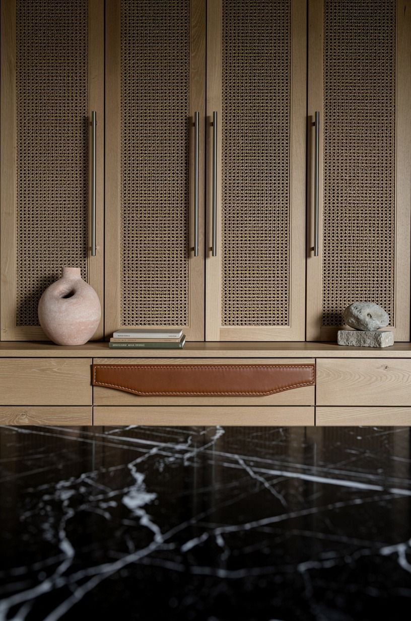 Anchor cane cabinet doors with slim handles