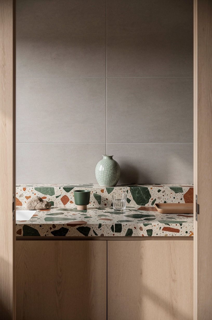 Extend the backsplash into a low tile ledge