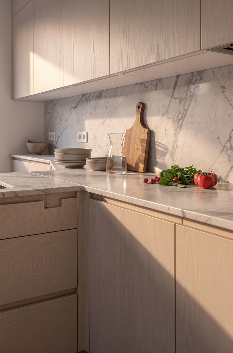Repeat countertop stone up the wall