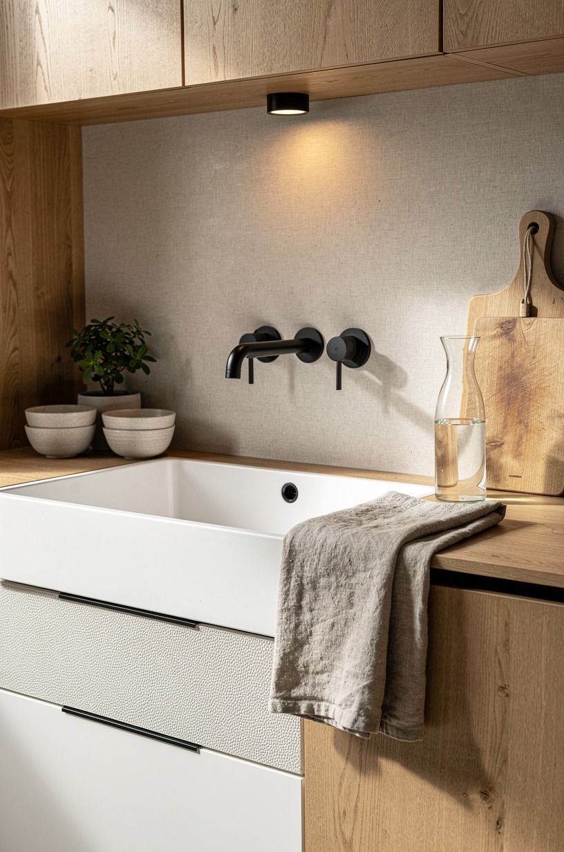 Mount a wall faucet over a rectangular basin (The Counter Saver Move)