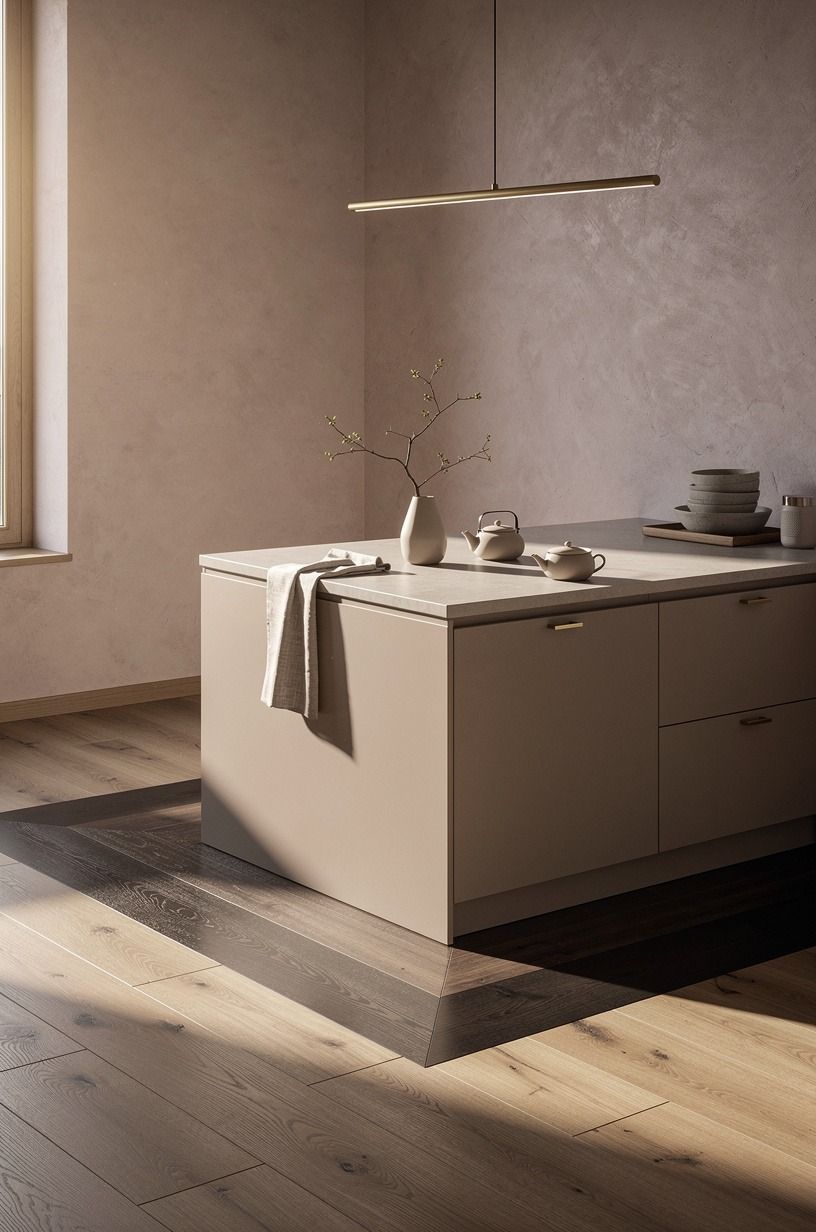 Frame the island with darker smoked wood