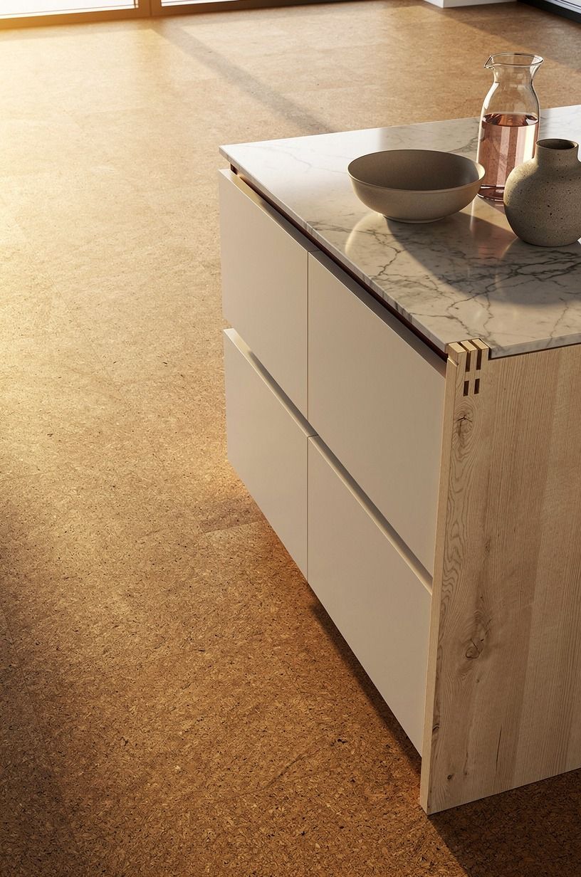 Install cork flooring for a warm minimalist base