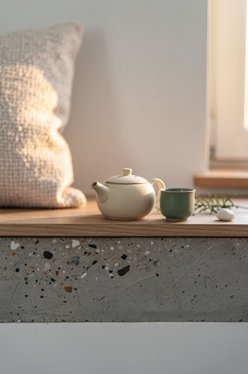 Build shallow ledges for sculptural tea sets