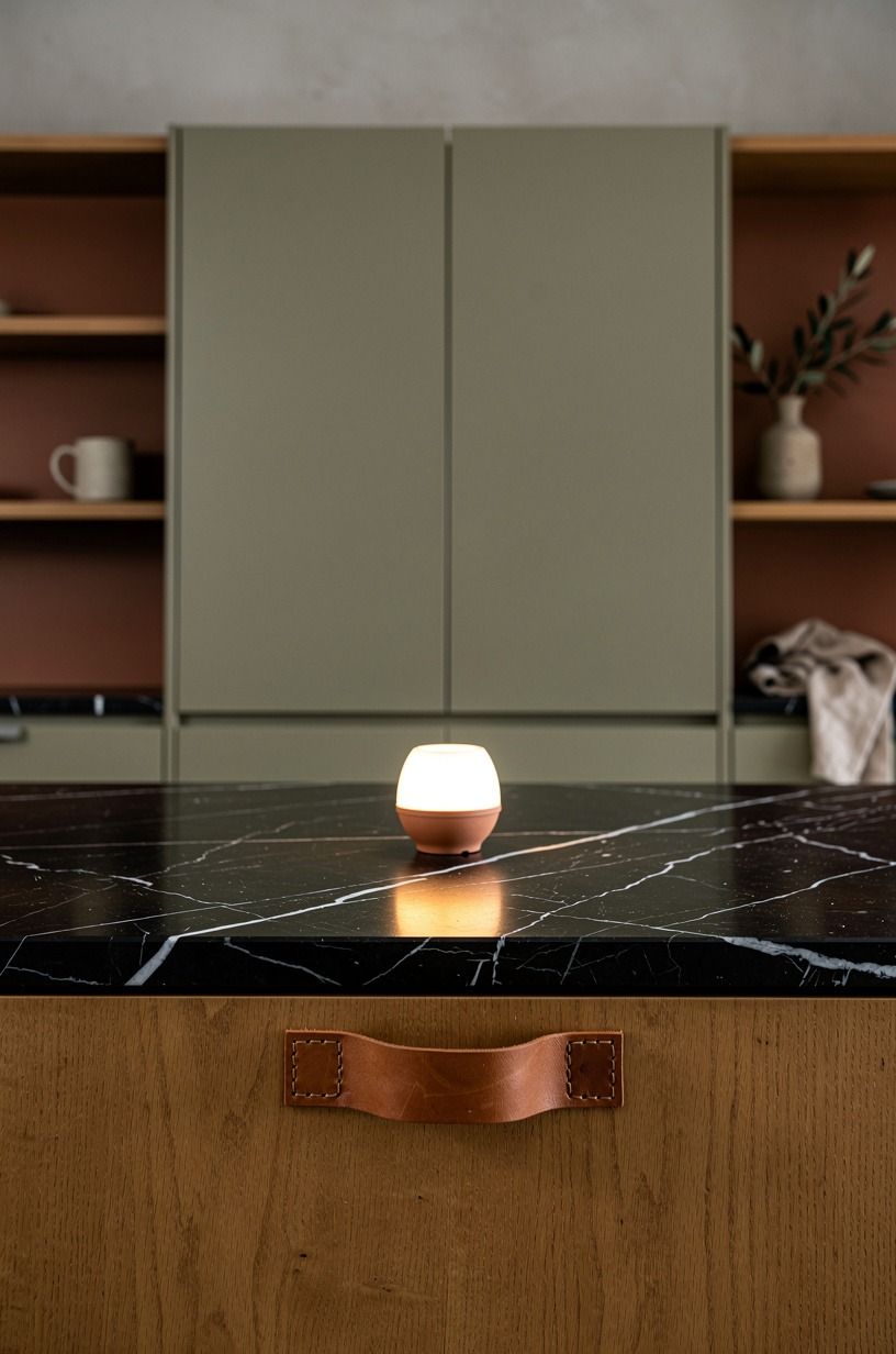 Place a small clay lamp on the counter for evening hush