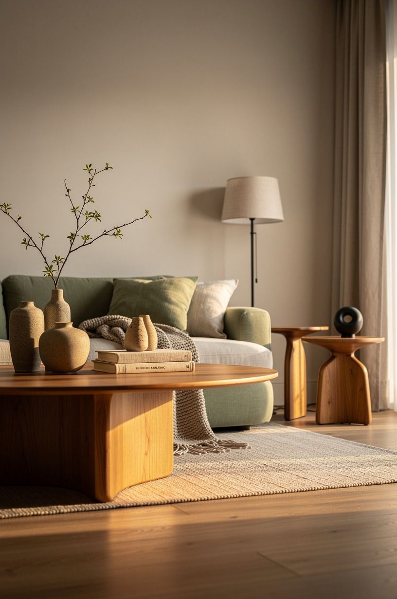 warm up the wood tone, not the wall color