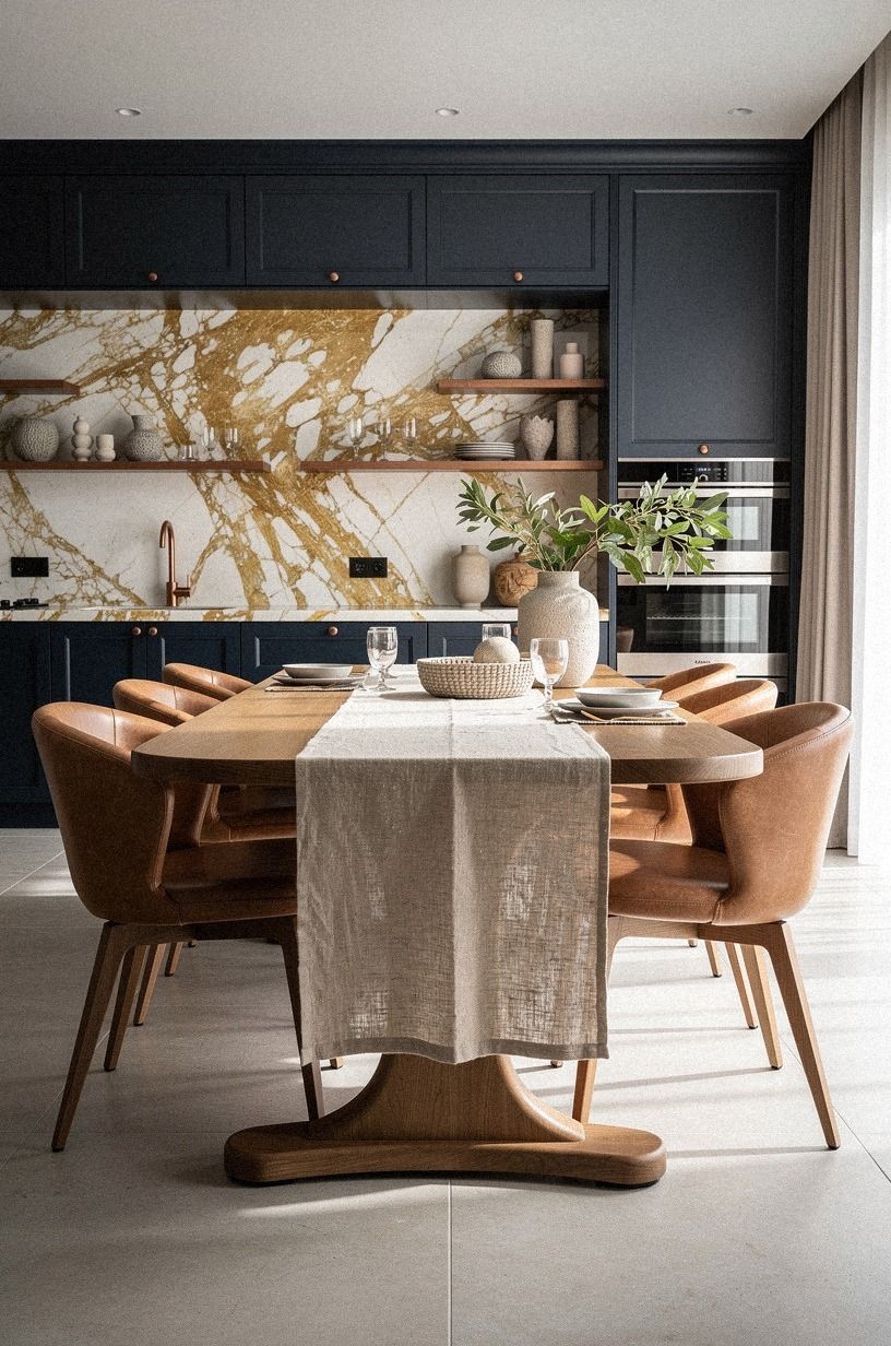 anchor the room with one heavy linen runner