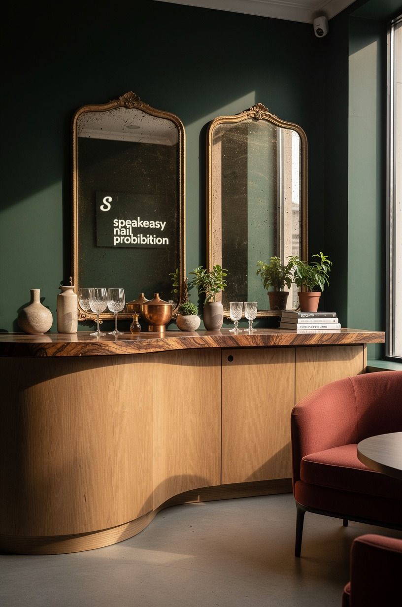add a pair of vintage-style mirrors behind the bar