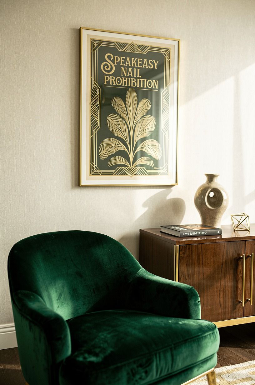 frame a single vintage poster at eye level
