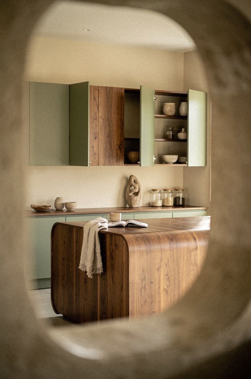 paint the inside of the cabinets a soft color