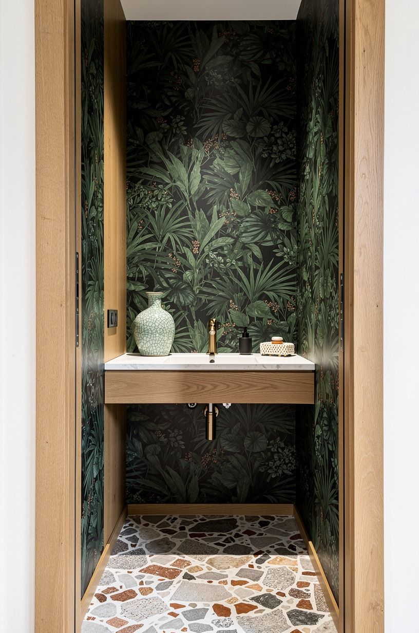 The Botanical Wallpaper Move Behind the Vanity
