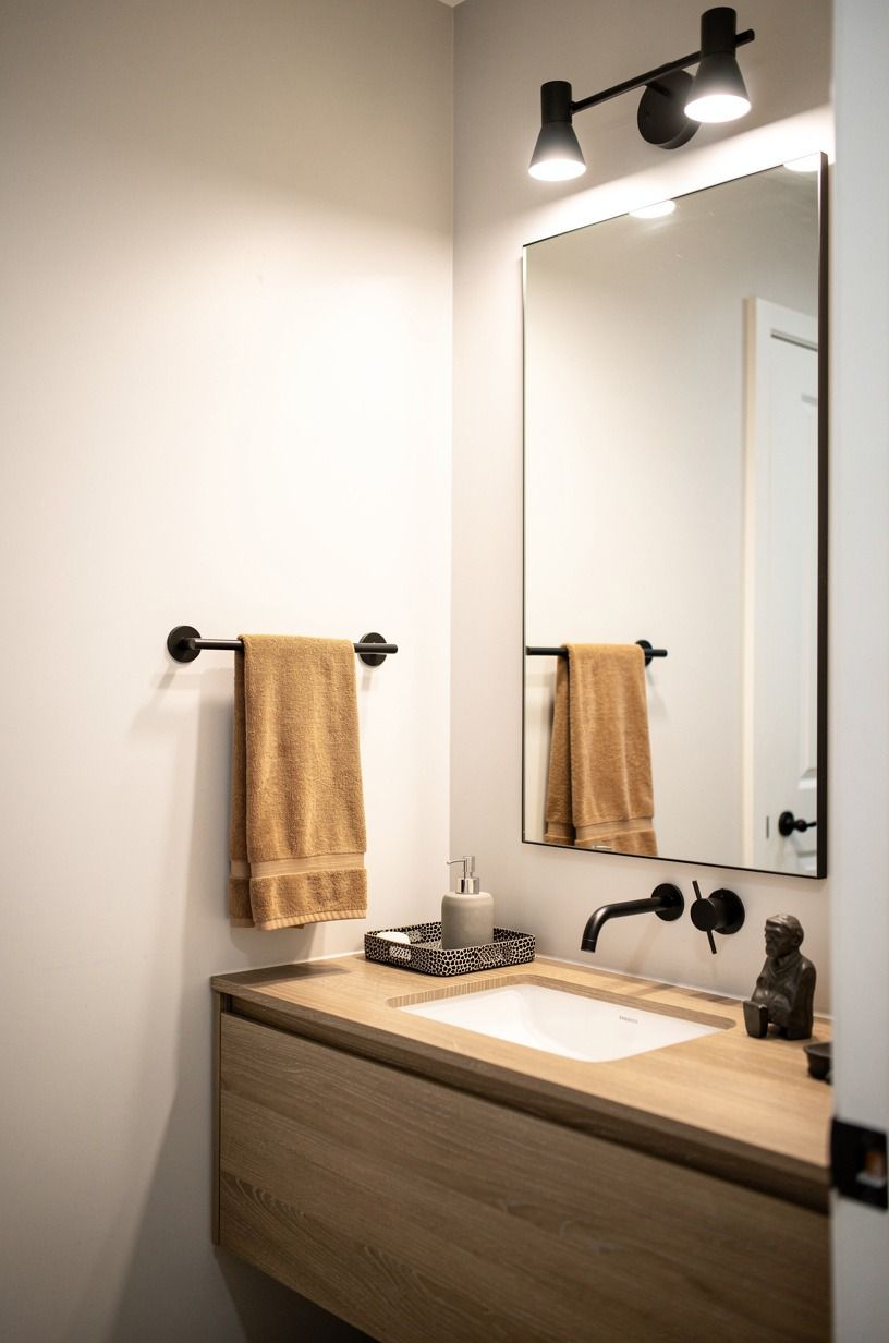 Install picture lights beside the mirror
