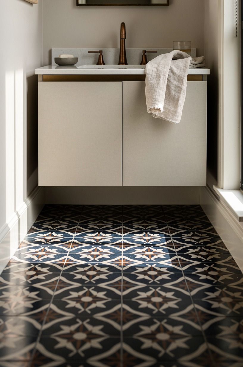 Frame the floor with patterned tile