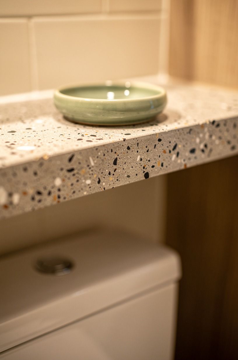 Add a slim ledge above the toilet