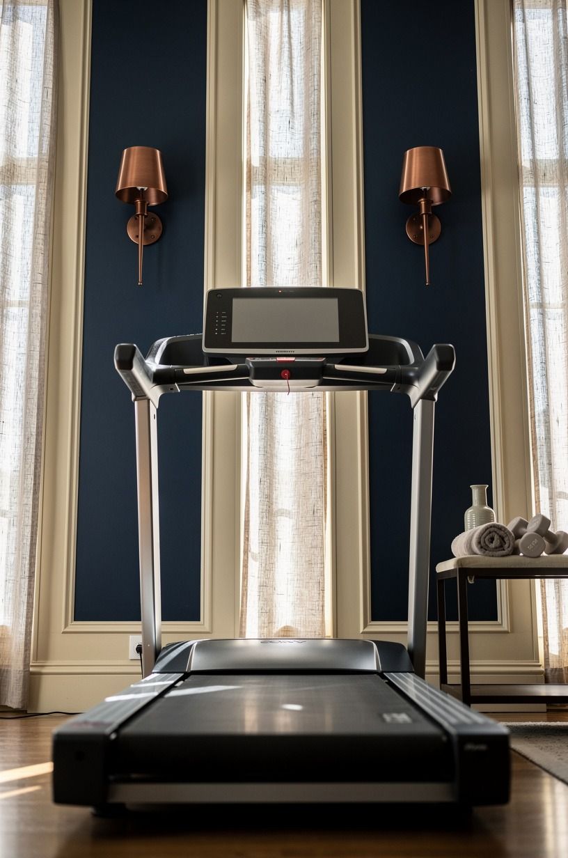 Pair the treadmill with matching Farrow & Ball sconces