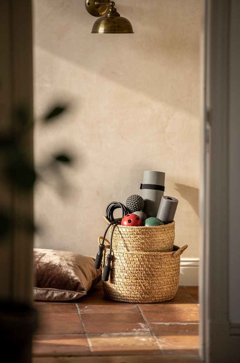 Use woven baskets for small training gear