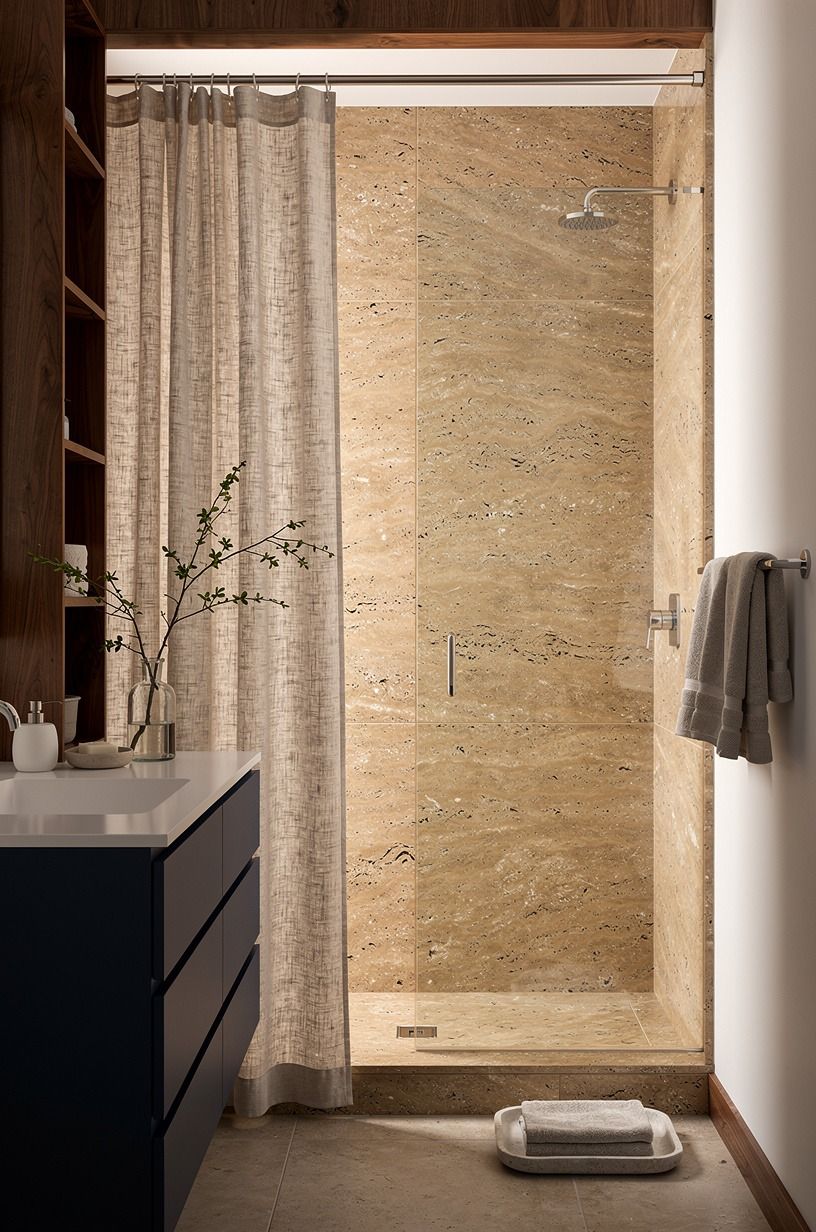 Wrap the shower in large stone slabs