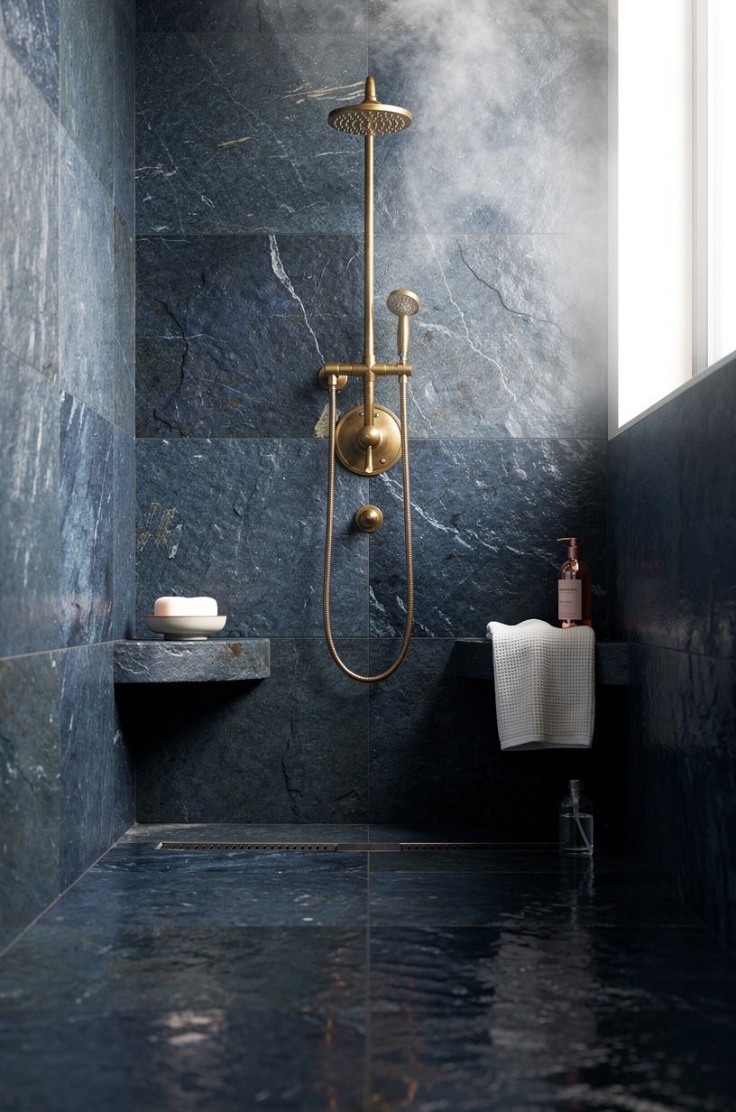 Mount brass fixtures on a quiet stone wall