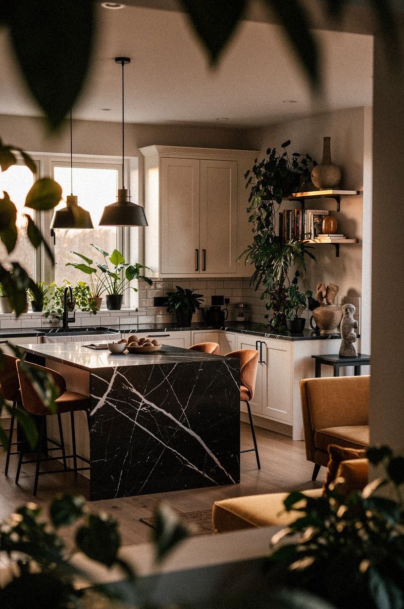let the green sprawl from kitchen to living