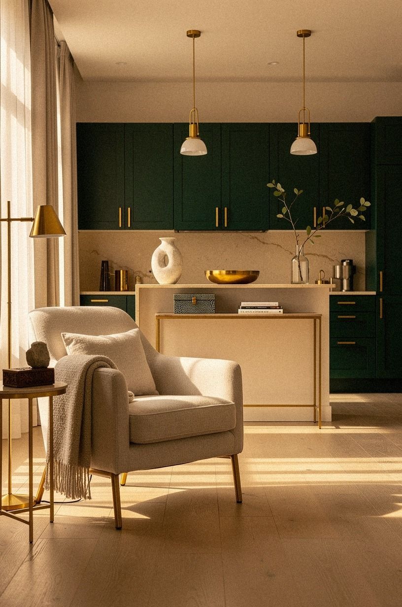 mix one warm metal across the open plan