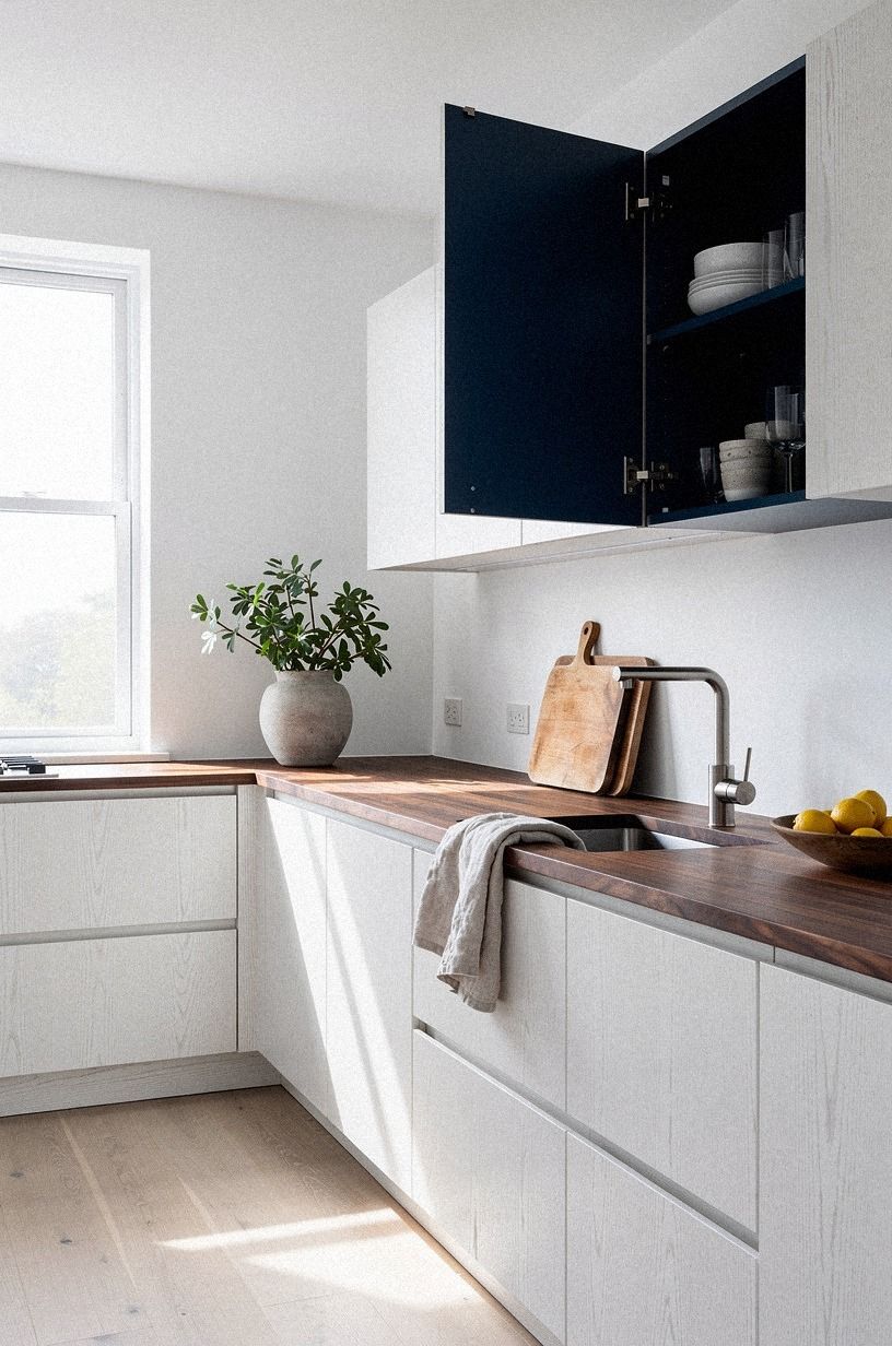 Paint the Inside of One Cabinet in Your Accent Color