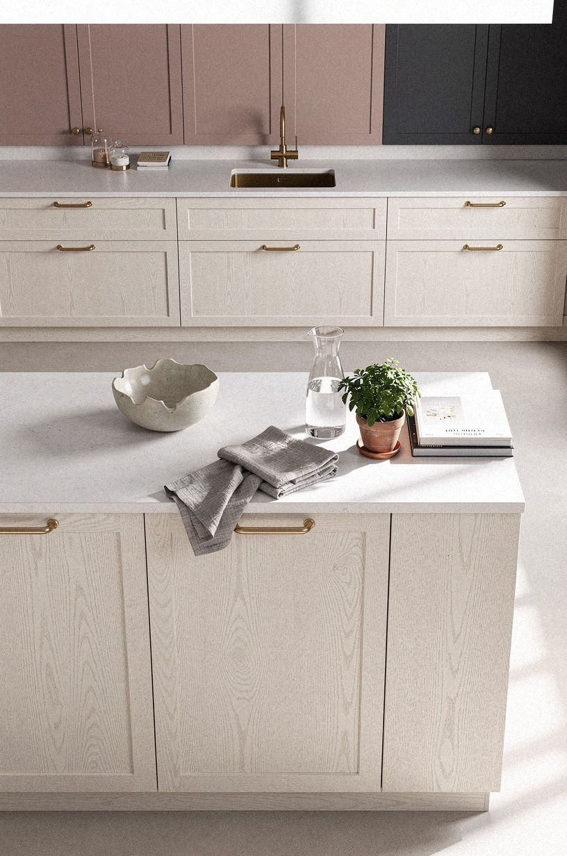 Pair White Oak Lowers With Painted Uppers
