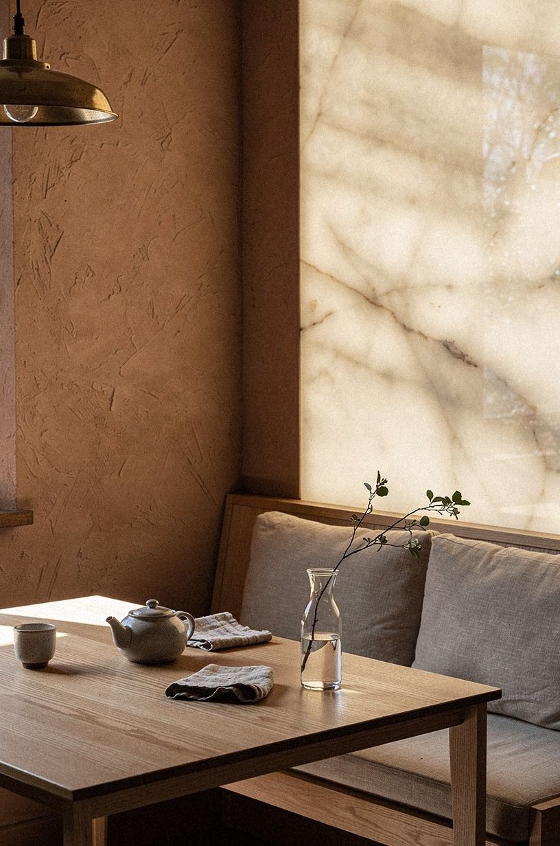 Start with a low oak dining table