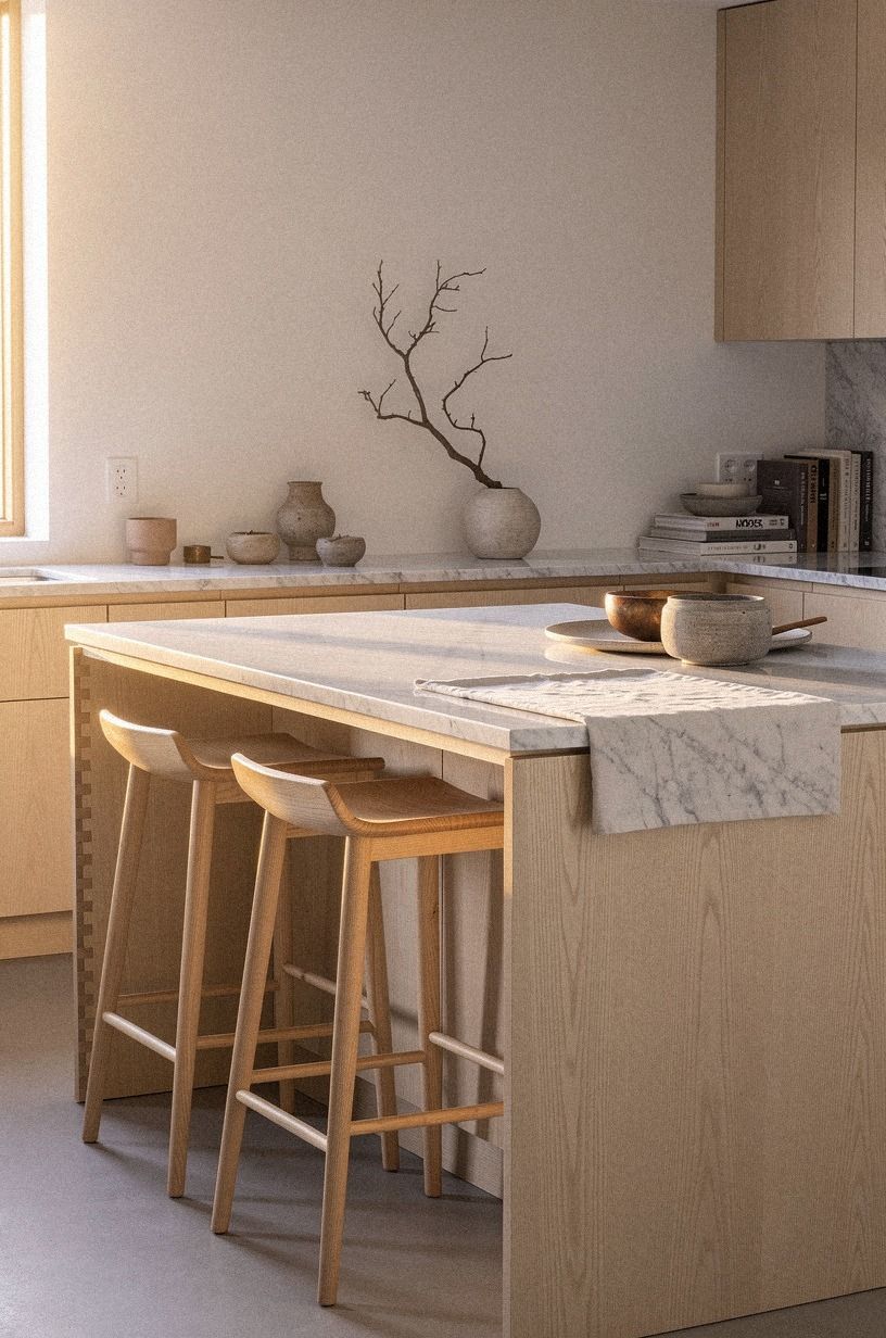 Repeat the island wood in matching stools