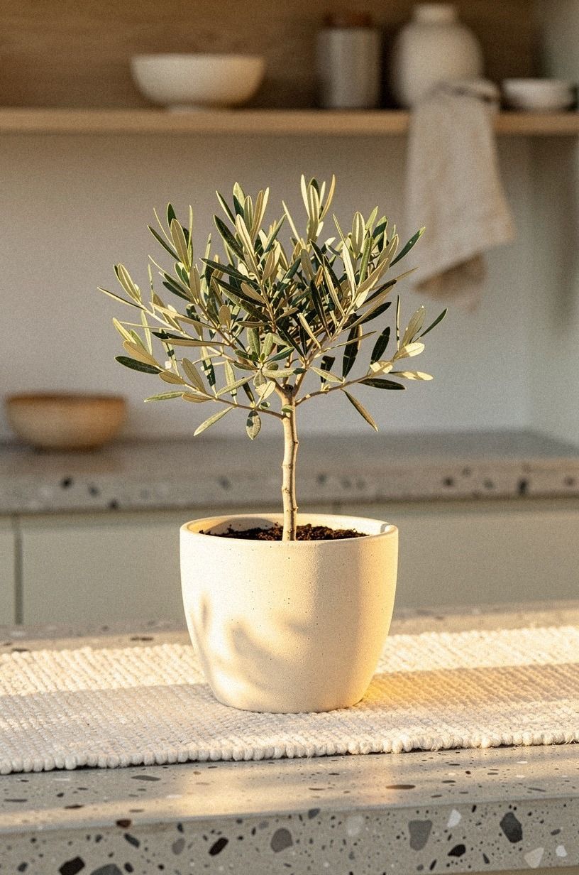 Place one olive tree in a clay pot nearby