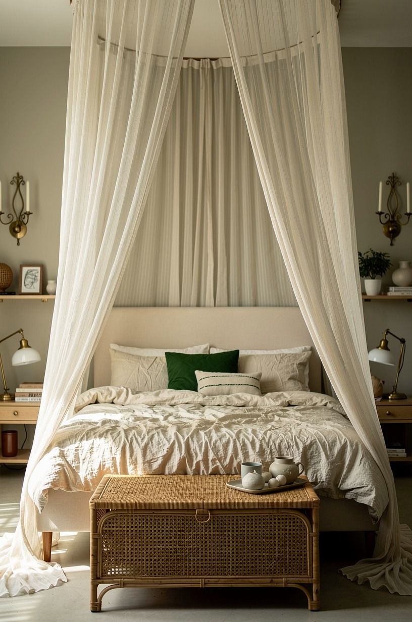Build a canopy with sheer ceiling mounted panels