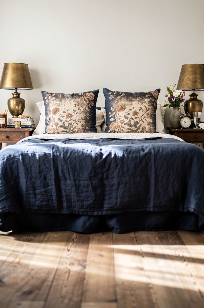 Frame the pillows with vintage floral shams